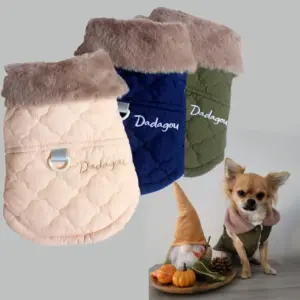 jaqueta para cães pequenos com gola de pele