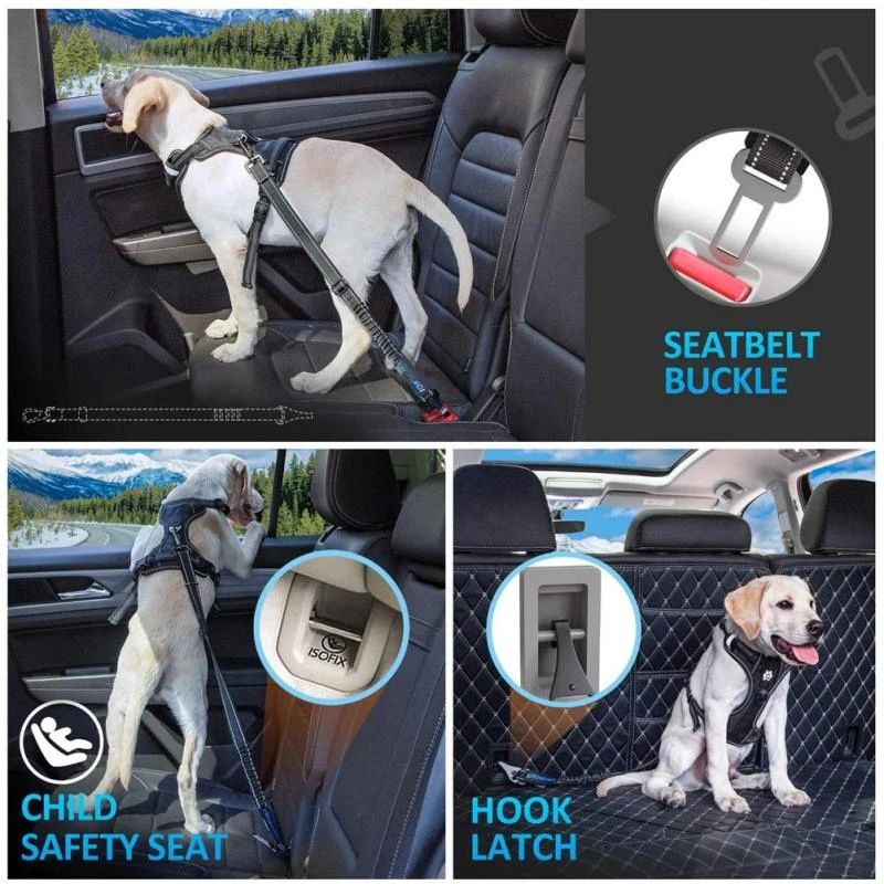 Cinto de Segurança para Cães com Fivela Dupla e Nylon Ajustável - Imagem 3