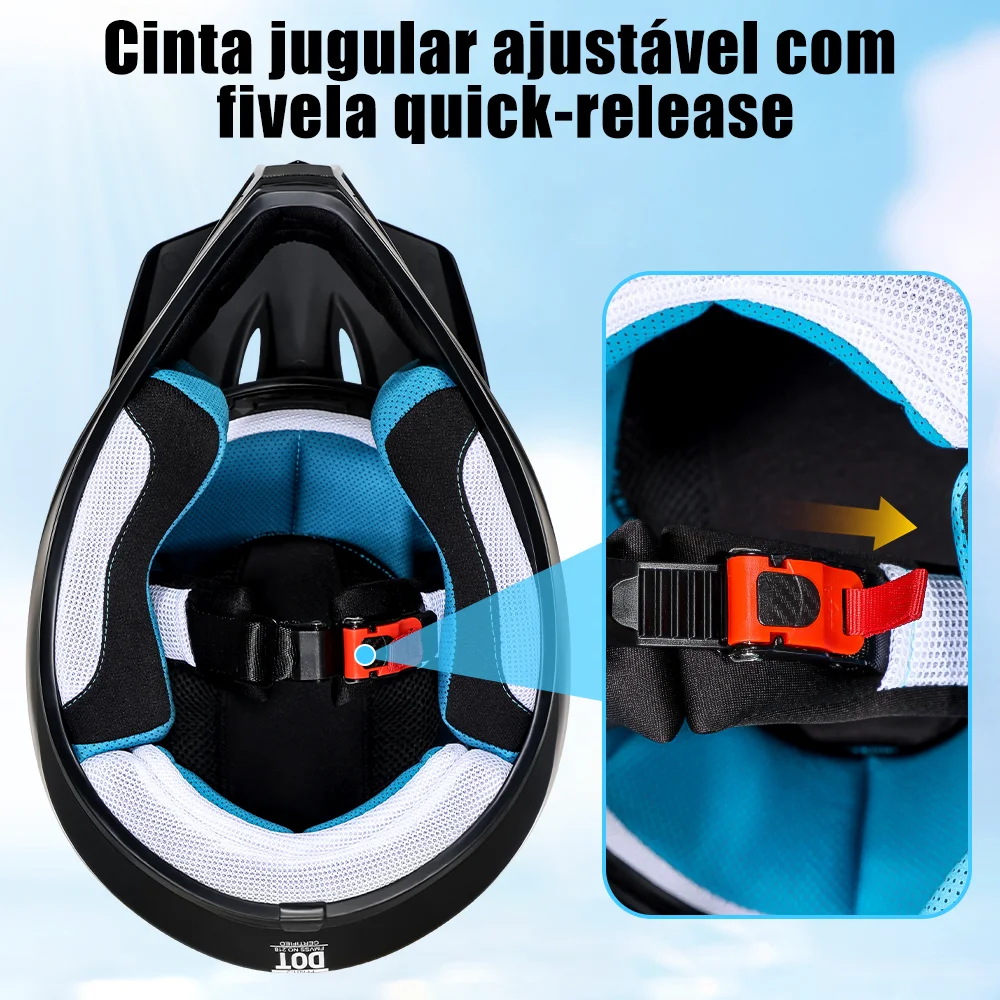 Capacete Off-Road para Crianças com Óculos e Luvas - Imagem 4