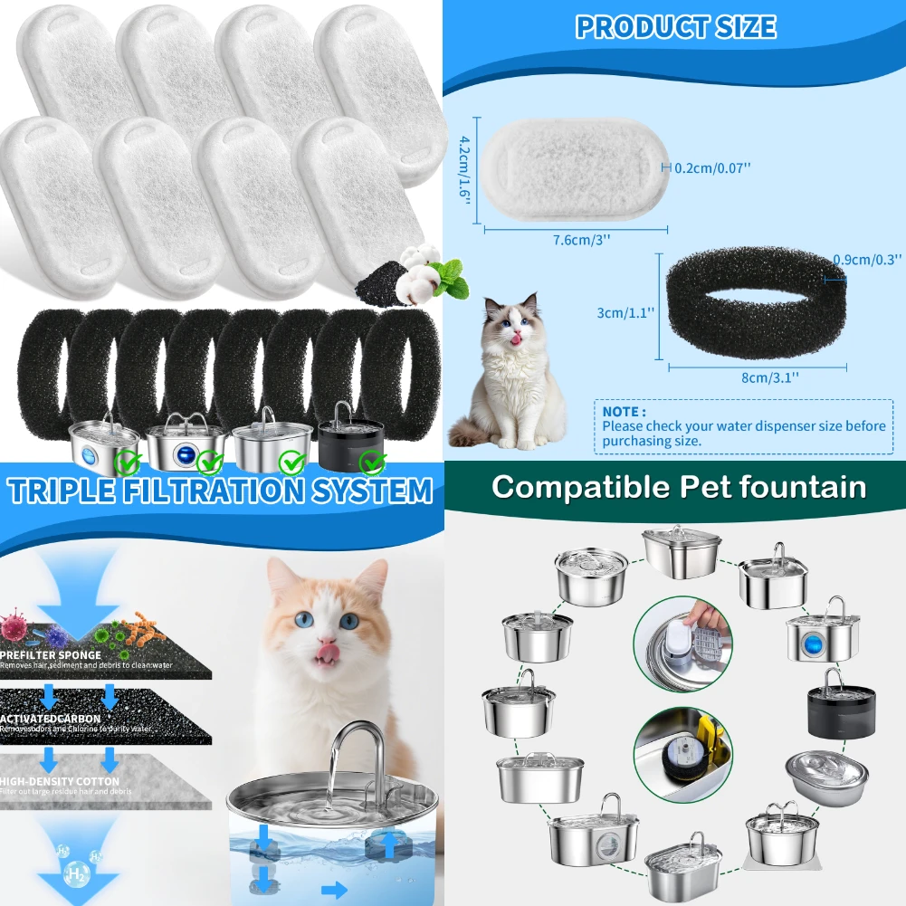 Filtro de Carvão Ativado para Fontes de Água para Cães e Gatos, 8 ou 12 Unidades - Imagem 5