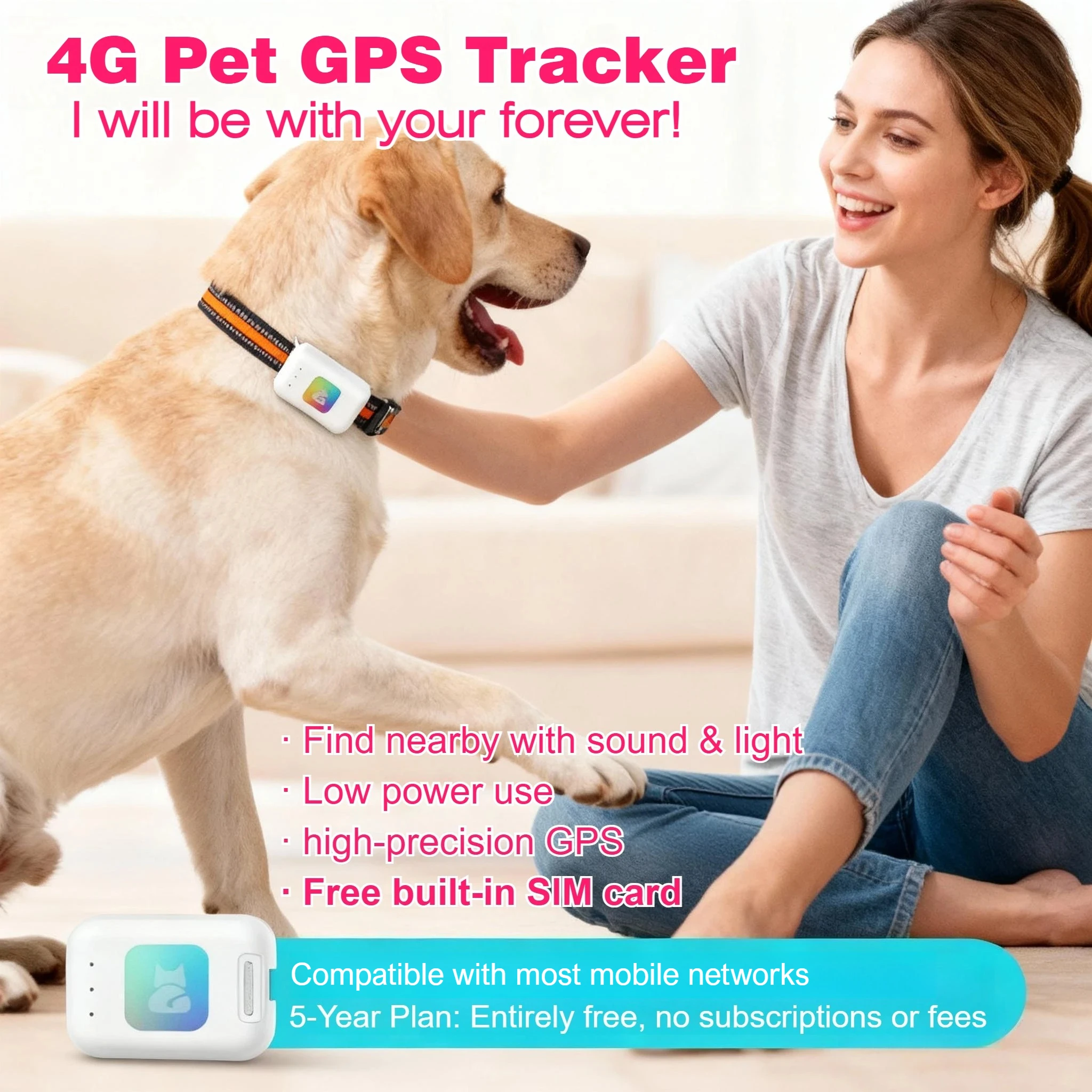 coleira inteligente com gps 4g para cães e gatos