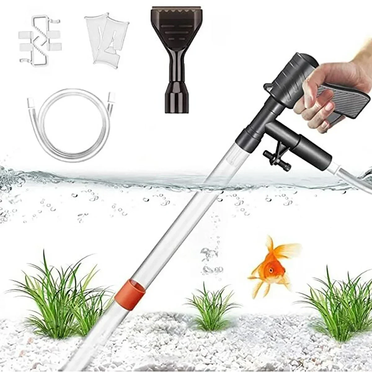 sifão para aquário com raspador de vidro