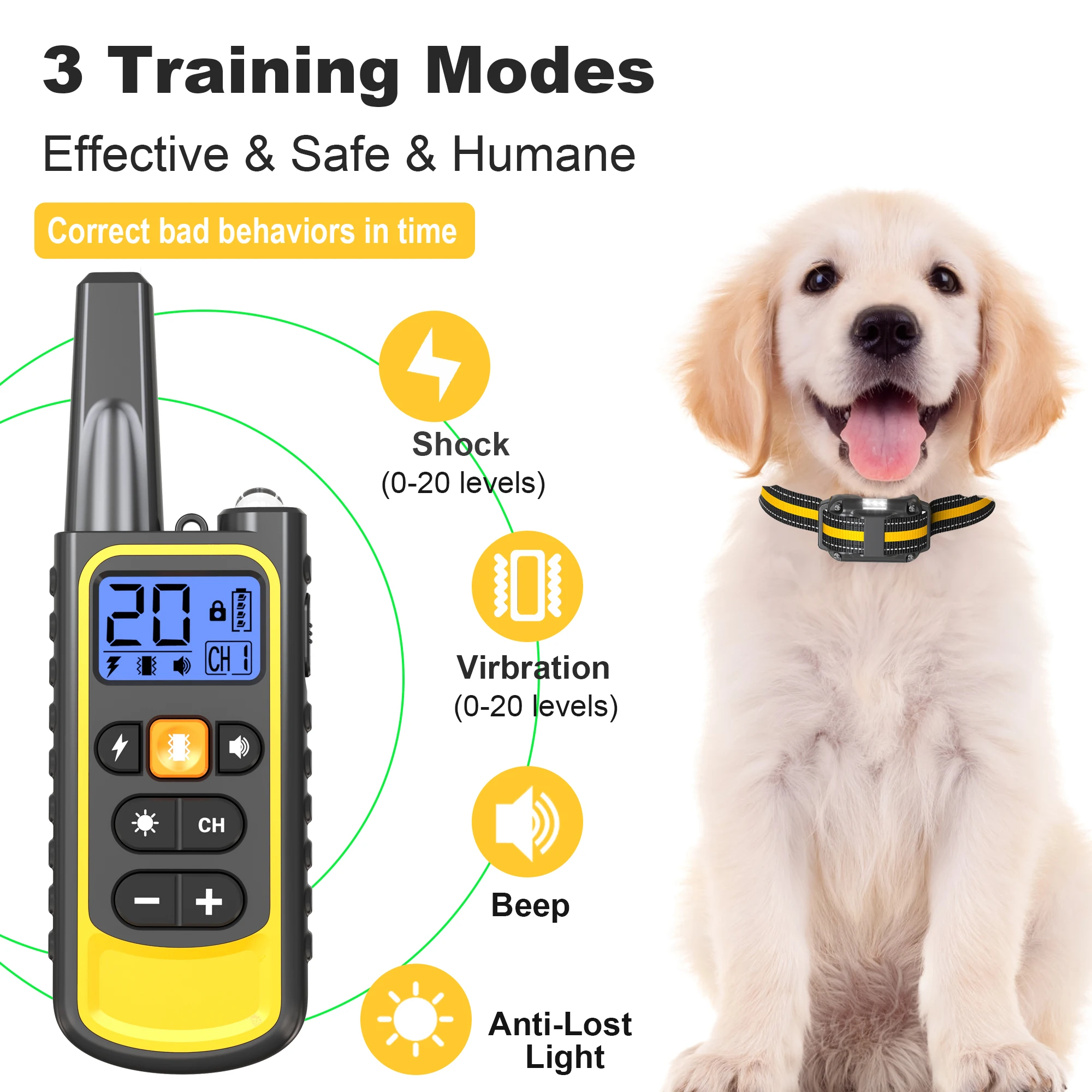 Coleira de Treinamento para Cães Recarregável à Prova d'Água com Controle Remoto - Imagem 2
