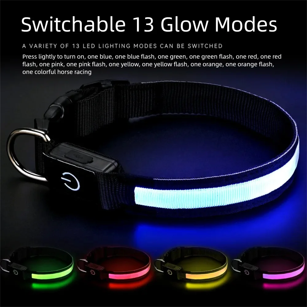 Coleira LED para Cães Recarregável USB-C com Mudança de Cor Multimodal - Imagem 2