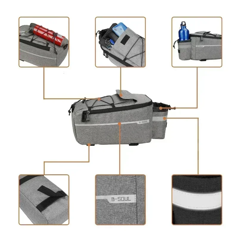 Bolsa Cesto Traseiro para Bicicleta 7L com Faixa Refletiva - Imagem 5