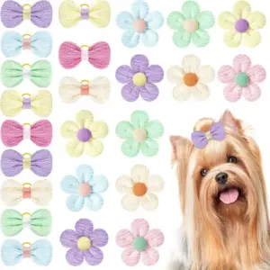 laços de cabelo florais para cães e gatos