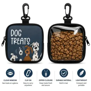 bolsa para petiscos de cães com janela transparente