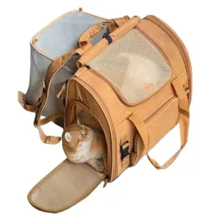 mochila transportadora para gatos expansível