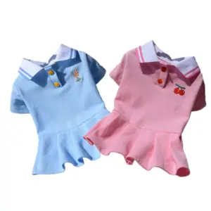 vestido polo para cães pequenos com saia plissada