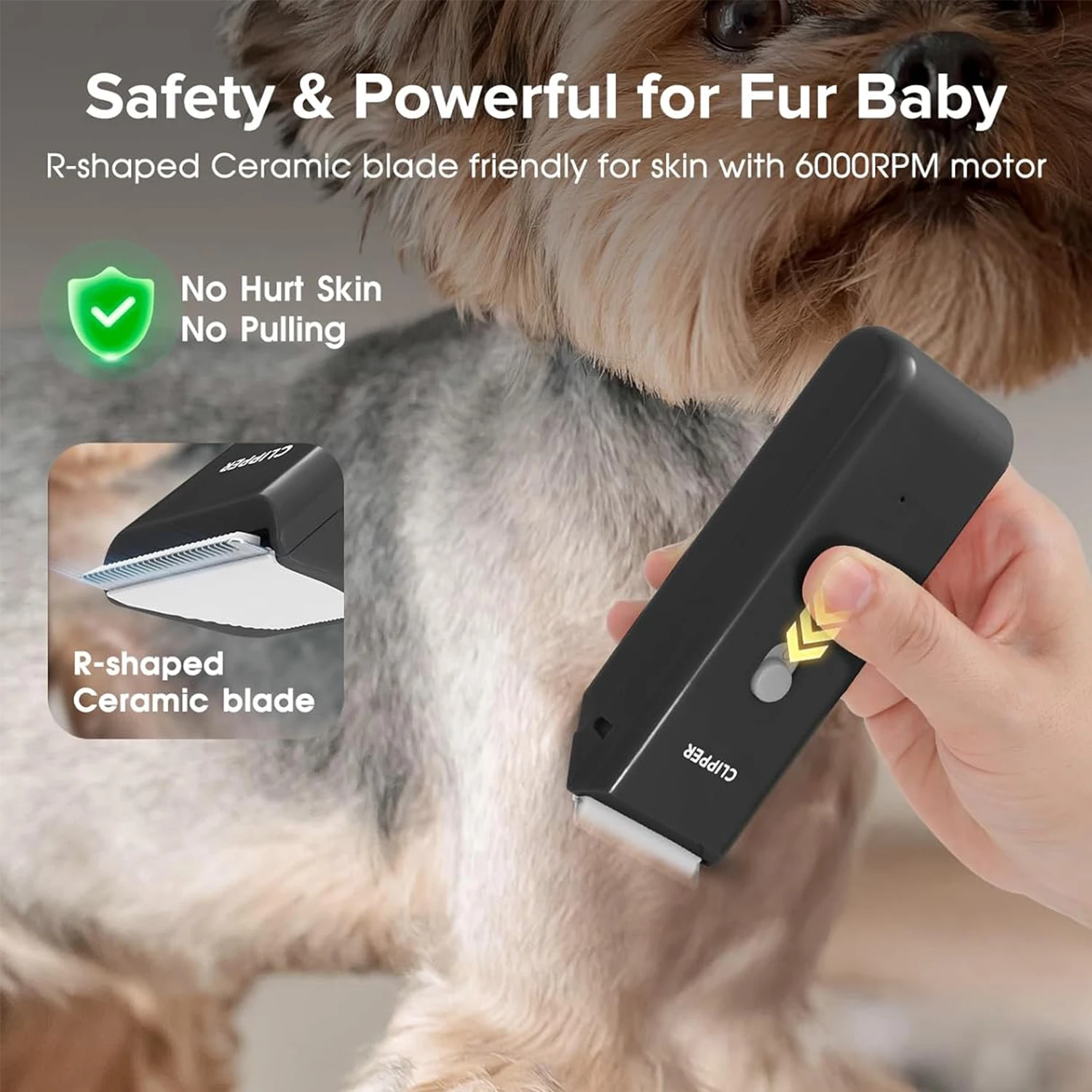 Máquina de Tosa para Cães e Gatos Recarregável USB com Lâmina Lavável - Imagem 3