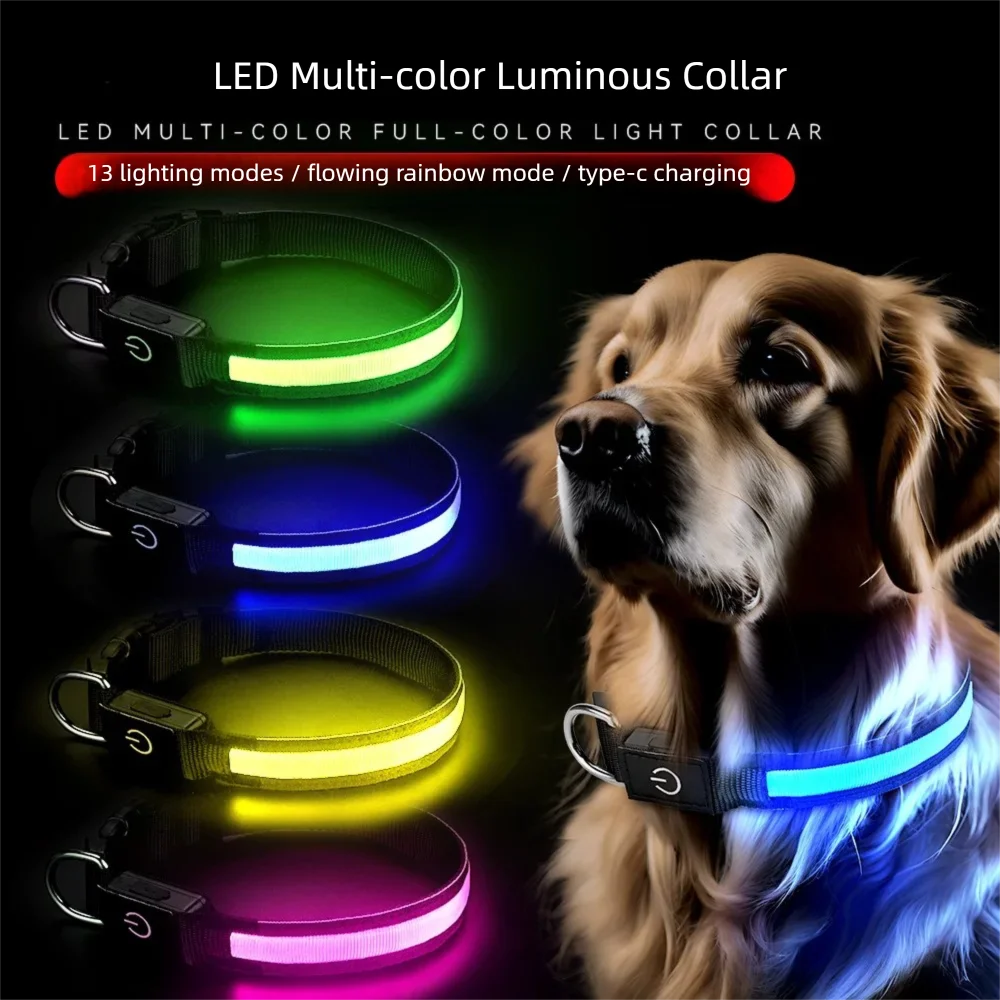 coleira LED para cães recarregável USB-C