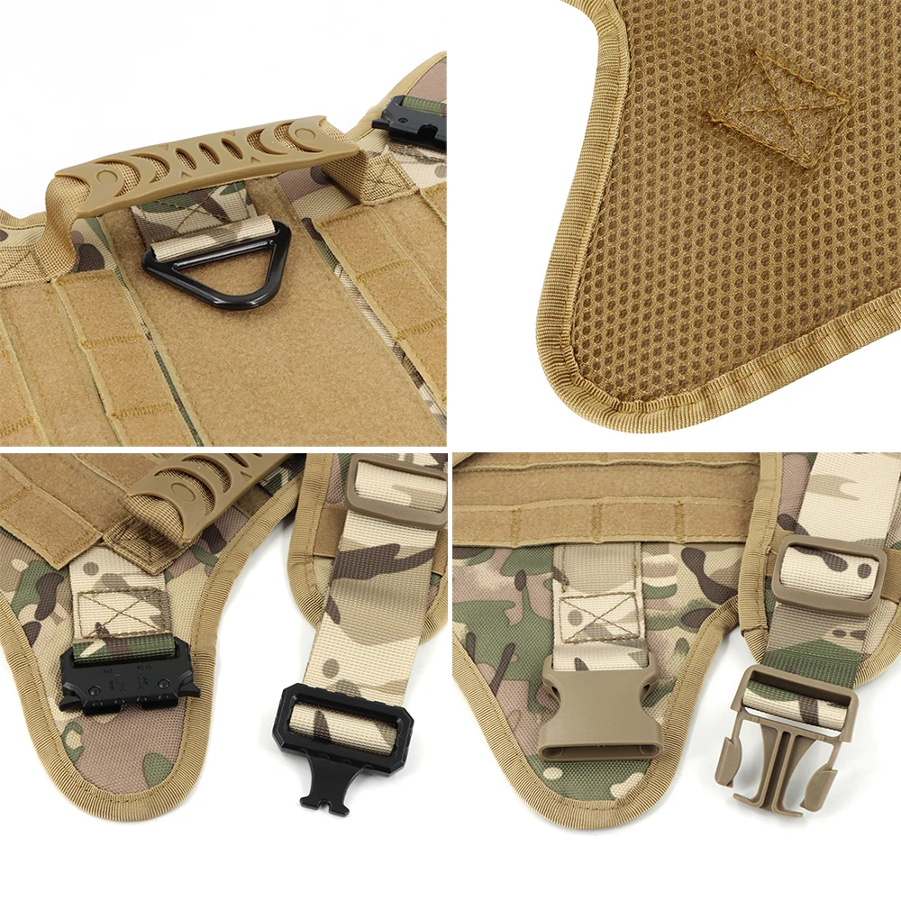 Coleira Tática Militar para Cães Grandes com Arnês Ajustável - Imagem 4