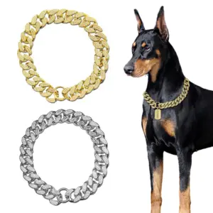 coleira para cães de plástico abs dourada