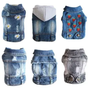 colete jeans para cães pequenos