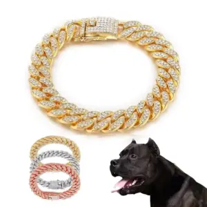 coleira de corrente para cães com strass