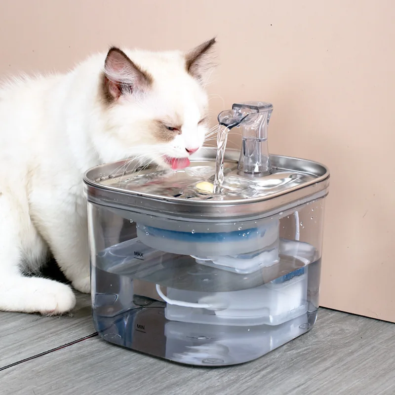 Fonte de Água para Gatos em Aço Inoxidável 2L USB com Bomba Silenciosa - Imagem 3
