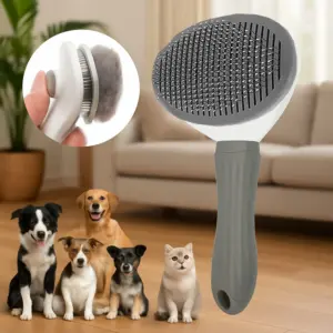 escova para cães com botão de limpeza
