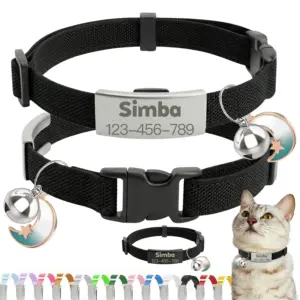 coleira de nylon elástico ajustável para gatos
