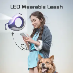 coleira retrátil led recarregável usb
