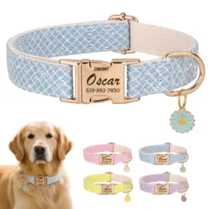 coleira personalizada nylon brilhante para cães e gatos