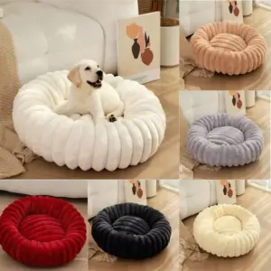 cama redonda para cães e gatos de pelúcia