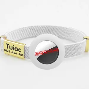 coleira branca para gatos com suporte airtag