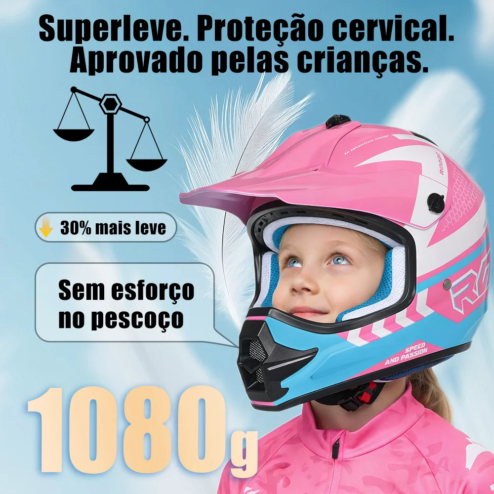 Capacete Off-Road para Crianças com Óculos e Luvas - Imagem 2